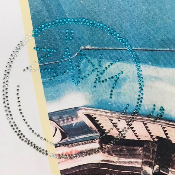 ZADIG & VOLTAIRE Zoe PhotoPrint Blue Car Strass Tee - Picture 9 of 15